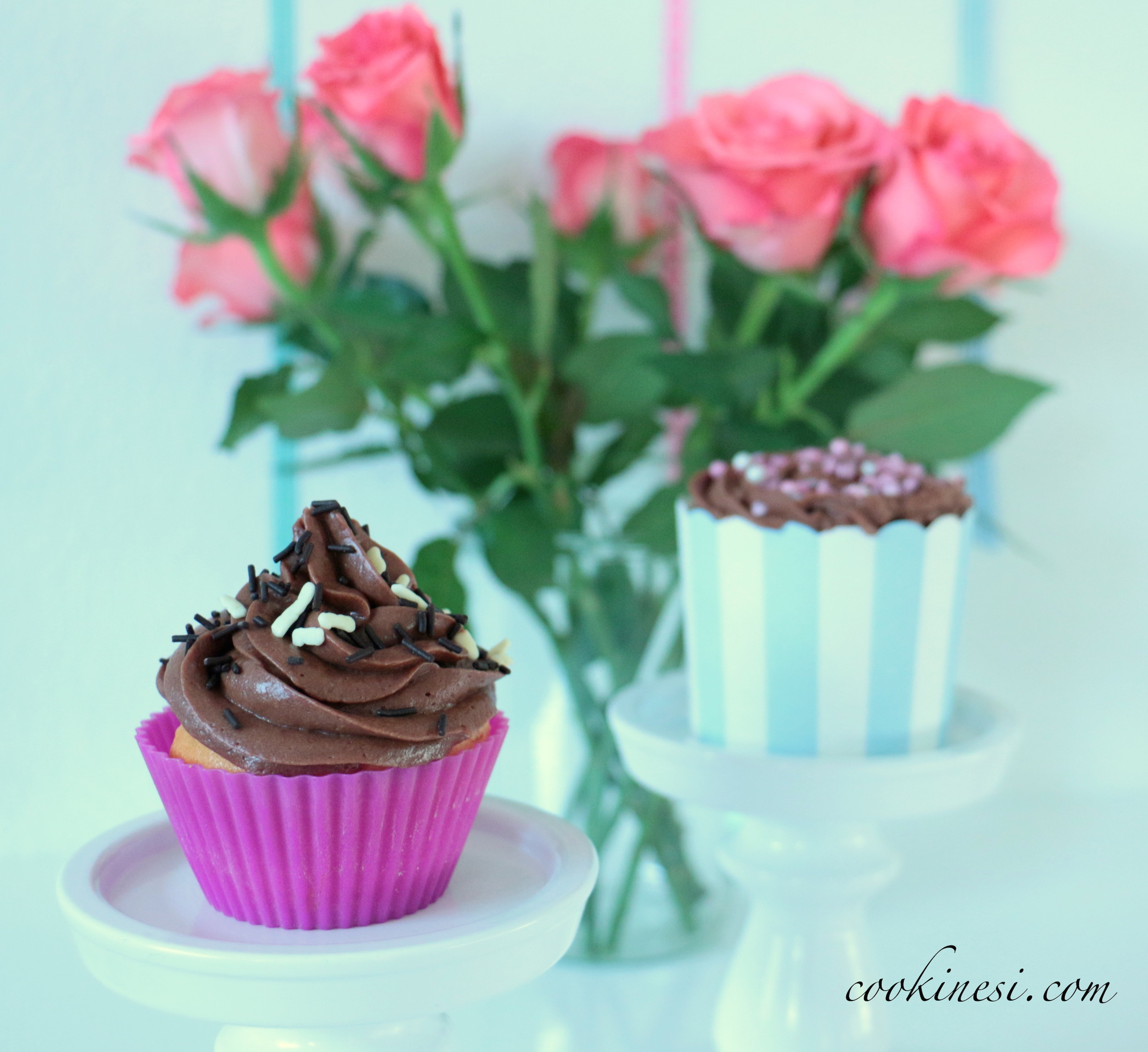 Joghurt Cupcakes mit Schoko-QimiQ Topping